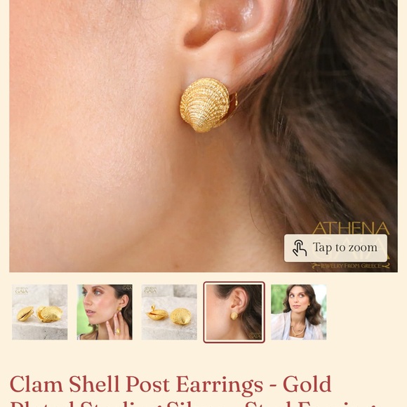 Athena Gold Shell Earrings - Picture 10 of 10